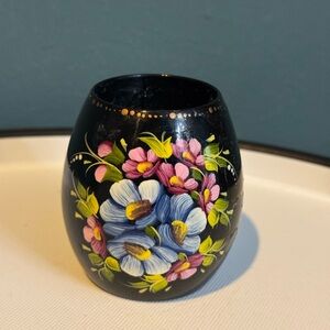 Ukrainian 🇺🇦 Hand Painted Wooden Tealight Candle Holder Floral design